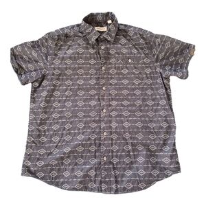 Dakota Grizzly Blue Button Up Shirt 100% Cotton Mens XL Beach Hawaiian Aztec